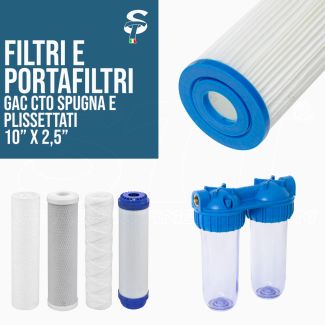 Filtros y Portafiltros 10” x 2.5” para Suavizadores Purificadores Ósmosis Inversa Agua Pura STI