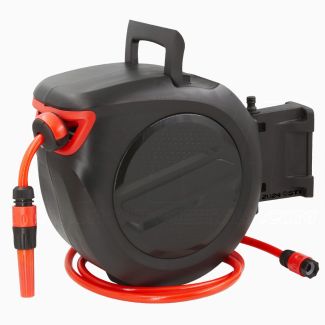 Avvolgitubo automatico da Giardino 20m da Parete con Box e fissaggio a parete Tubo acqua PVC 3 strati 1/2" irrigazione da muro girevole 180°, con attacchi rapidi e lancia