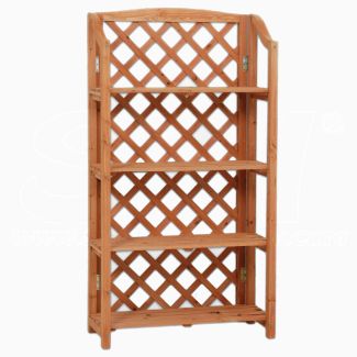 Portamaceta Jardinera de madera con enrejado 4 estantes 70x40x150
