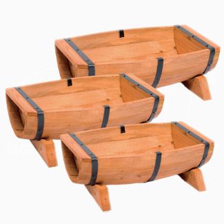 Soporte para macetas Jardinera de madera Barril set de 3 piezas 60/50/40
