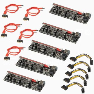 5 x Riser USB Kit completo tablero potenciado metal minería gpu