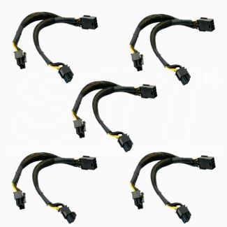 Kit 5 cables 8 pines pcie → Doble 6+2 pines 20cm Reforzado Especial