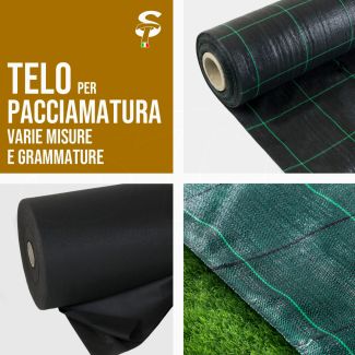 Tela para Mulching Varias Medidas Drenante Polietileno o TNT Fondo Césped Sintético