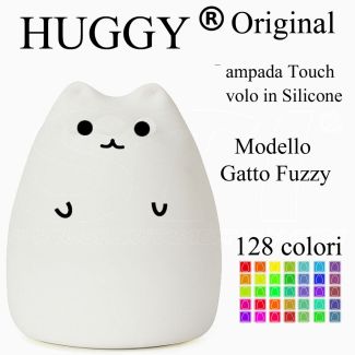 Huggy Led Gatto Fuzzy Multicolore Ricaricabile Cromoterapia Luce Notte Bambini