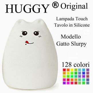 Huggy Led Gatto Slurpy Multicolore Ricaricabile Cromoterapia Luce Notte Bambini