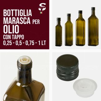 bouteilles de Marasca pour l'huile en verre avec bouchon