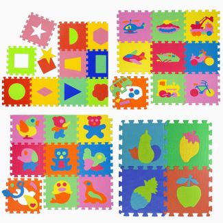 Tappeto Puzzle Eva forme multiple Tappetino Gioco bambini set 30x30 1cm 36pcs sp.1cm