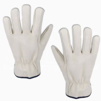 Leather Gloves HQ White Edged safety work Various Sizes