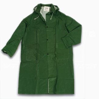 Cappotto impermeabile in pvc con cappuccio disponibile nei colori giallo o verde