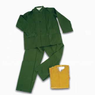 Completo impermeabile Antipioggia Giacca e Pantaloni in Pvc Verde taglia XL