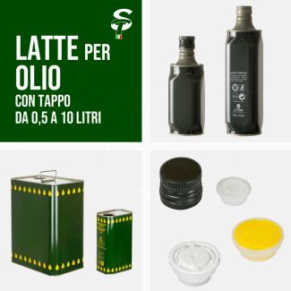 Latta per olio Verde a Bottiglie e Rettangolare stagna 250/500 ml 1 2 3 5 10 lt
