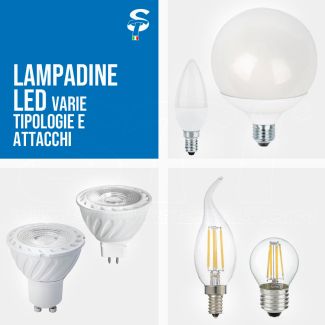 Lampadine LED E27 E14 GU10 4W-15w altissima qualità Candela Sfera bulbo globo
