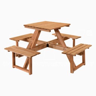 Conjunto de mesa de picnic con bancos de madera impregnada de alta calidad ITS 170x170x78