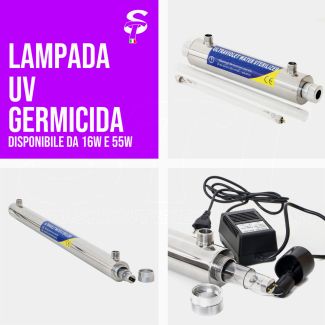 STI Lampada UV Germicida Acqua 16W – 55W Osram / Philips in Metallo e Tubi Ricambio