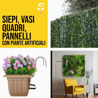 Siepe artificiale Ornamentale in Rotoli o Pannelli, Vasi e Quadri vegetali con piante artificiali Top