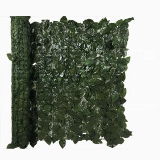 Siepe artificiale ornamentale foglie artificiali di Lauro Alloro su supporto plastica 1x10mt