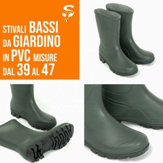 Bota em baixa cor verde PVC fornecido com sola preta