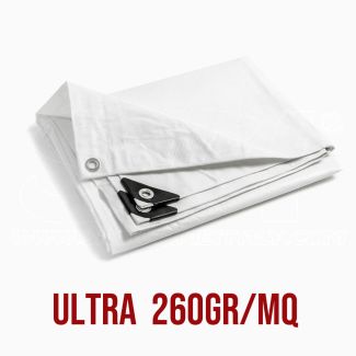 PVC cortina de 260 gr cubierta impermeable ojal ULTRA fuera blanca