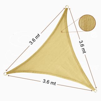 Vela Parasole Ombreggiante Triangolare 3.6x3.6x3.6 mt Beige Sabbia