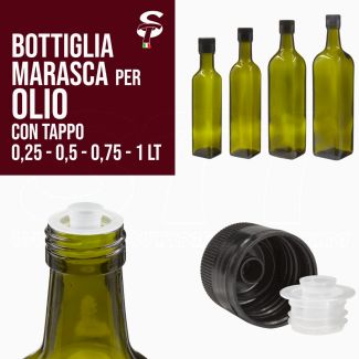 Bottiglie Marasca per olio in vetro con tappo