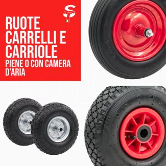 Ruote Gomme per Carrelli e Carriole vedie misure pneumatiche e piene