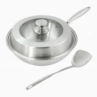 STI  WOK padella saltapasta Millennium con coperchio Tipo3 induzione 30cm Acciaio INOX 304 Certificata PFAS Free facile da pulire lavastoviglie STICOOK 