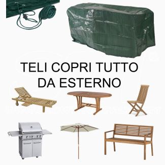 Teli copritutto verde nero copri arredo giardino polietilene lavabile varie misure 