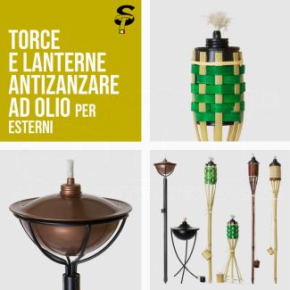 Torcia Bamboo Metallo da giardino anti zanzare olio Torce Lanterna TOP STI 