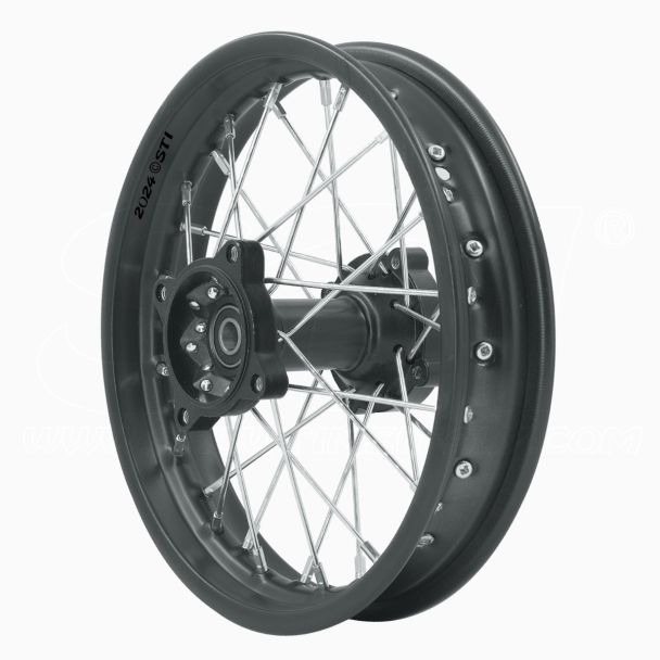 STI Cerchio Posteriore Acciaio e Alluminio 12" Canale 1,85" cuscinetto Ø15mm Colore Nero