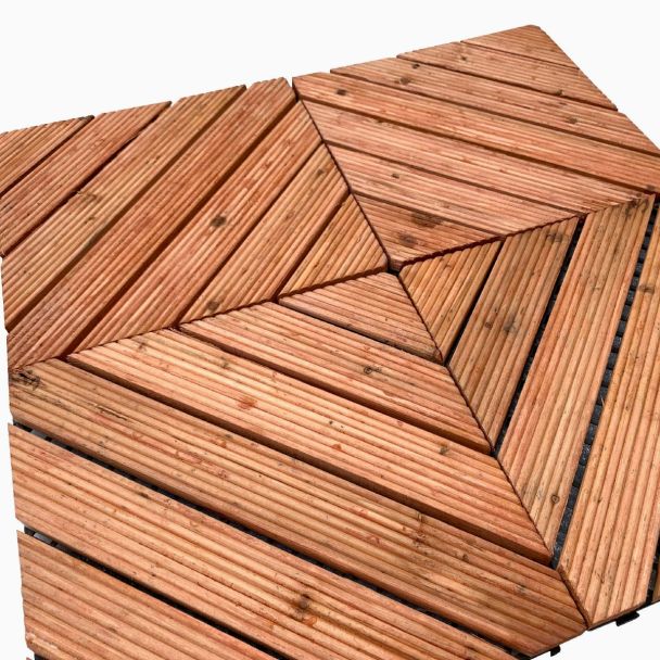 Piastrelle in legno naturale per giardino, terrazza, balcone 12 Mattonelle 30x30cm 1,08mq ad incastro tipo click clack con elegante disposizione quadrata pavimento STI