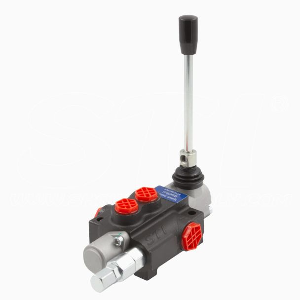 STI Distributore oleodinamico per trattori / escavatori PAB G1/2 TN G3/4 1 leva: P80 Distributore Idraulico a doppio effetto con ritorno a molla, Portata 80 L/min, Pressione massima 200 bar