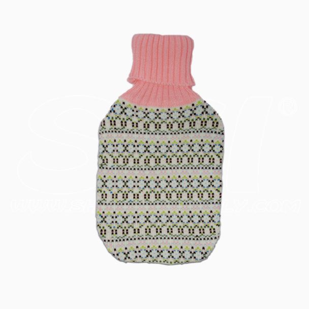 Copri Borsa Acqua Calda 2LT Tessuto Capiente Regalo Originale Bianco/Rosa