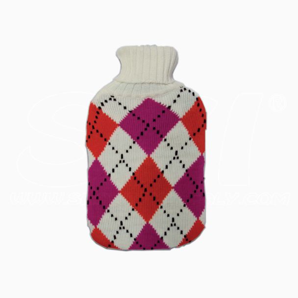 Copri Borsa Acqua Calda 2LT Tessuto Capiente Regalo Originale Bianco/Rosso