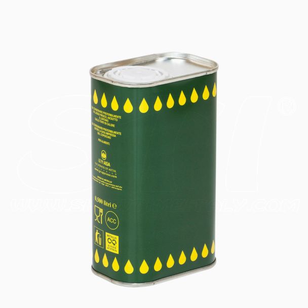 Latta Rettangolare 500ml h.140mm per olio con tappo stagna tanica STI