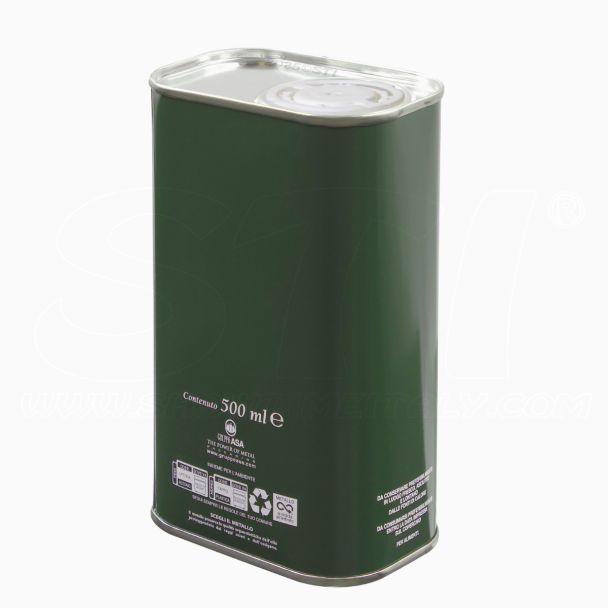 Latta Rettangolare 500ml h.140mm per olio con tappo stagna tanica STI