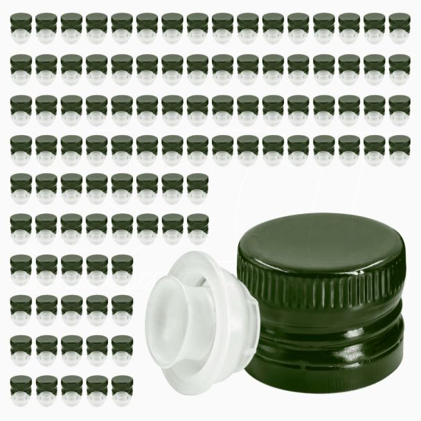 Tappo Capsula metallica 31,5 x 24 Verde Prefilettata con versatore salvagoccia 100 pezzi per Latte e Vetro