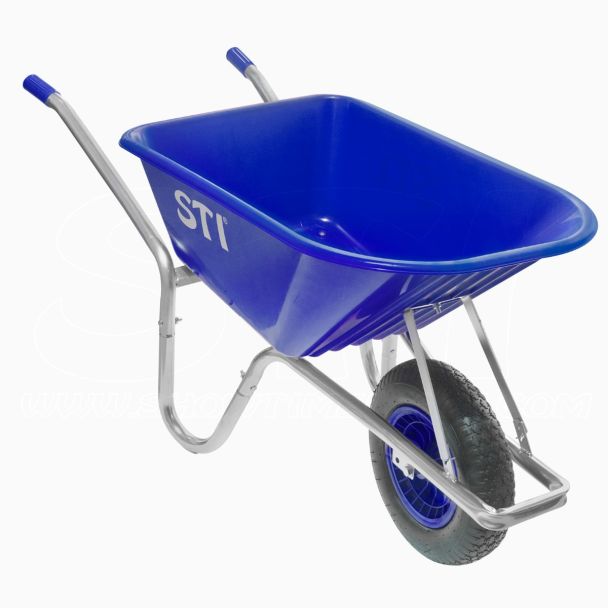 STI Carriola Blu 110lt portata 160kg Acciaio e Vasca in Polipropilene alta resistenza giardino cantiere muratura