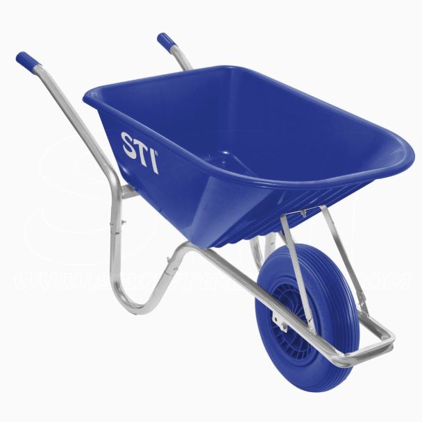 STI Carriola Blu 110lt portata 180kg Ruota Antiforatura Acciaio e Vasca in Polipropilene alta resistenza giardino cantiere muratura