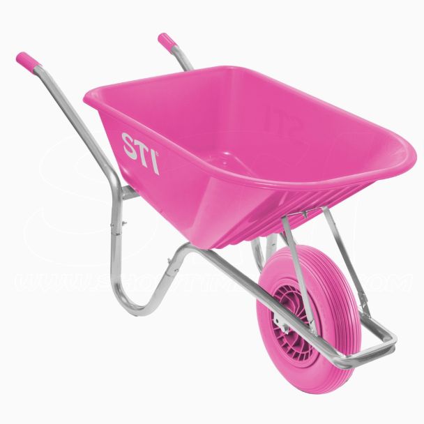STI Carriola Rosa 110lt portata 180kg Ruota Antiforatura Acciaio e Vasca in Polipropilene alta resistenza giardino cantiere muratura