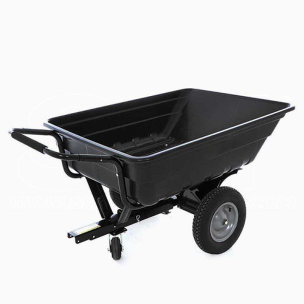 STI Carrello Trainato per trattore trattorino con vasca in Polipropilene rinforzata 250lt portata 300kg ruote 4.00-8”