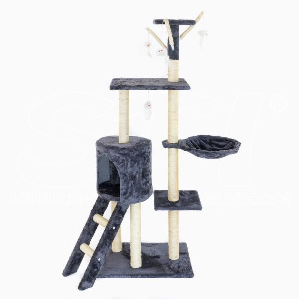 Albero Tiragraffi per Gatti parco giochi palestra gatto 90x45x140 Grigio con Topolini