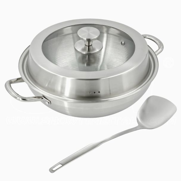 STI  WOK padella saltapasta Millennium con coperchio Tipo2 induzione 32cm Acciaio INOX 304 Certificata PFAS Free facile da pulire lavastoviglie STICOOK 