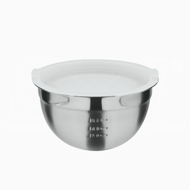 Ciotola Bowl in Acciaio Inox con Tappo Ermetico in Polietilene Cucina 18cm 1,4lt con Coperchio