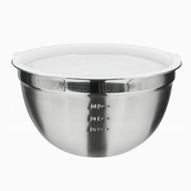 Ciotola Bowl in Acciaio Inox con Tappo Ermetico in Polietilene Cucina 28cm 6lt con Coperchio