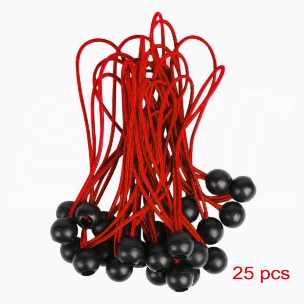 Elastici 25 pz con sfera Rosso 300mm fissaggio tende teloni cartelli alta qualità