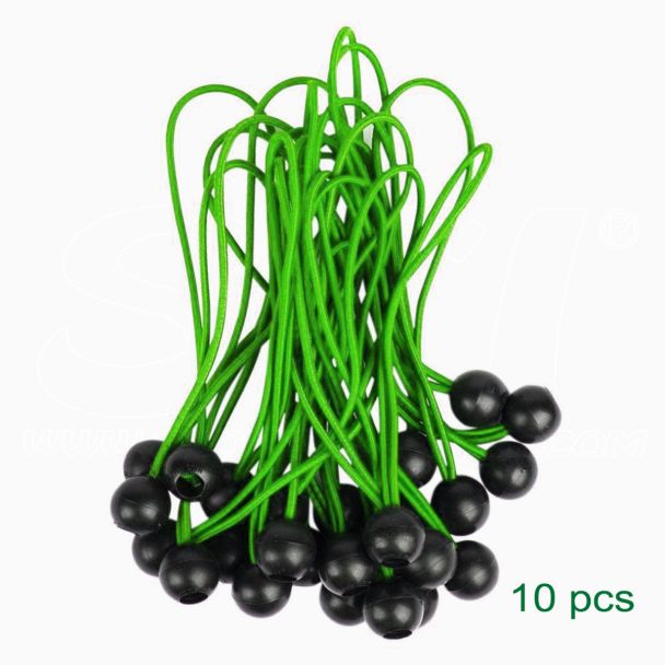 Elastici 10 pz con sfera Verde 300mm fissaggio tende teloni cartelli alta qualità