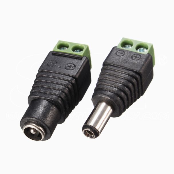 Connettore DC 2pz Maschio+Femmina 5.5mm x 2.1mm 12V/24V CCTV Telecamere DVR Strisce LED