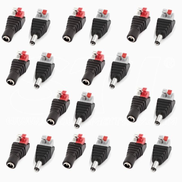 Connettore DC Fast 10+10 pz Maschio+Femmina 5.5mm x 2.1mm 12V/24V CCTV Telecamere DVR Strisce LED