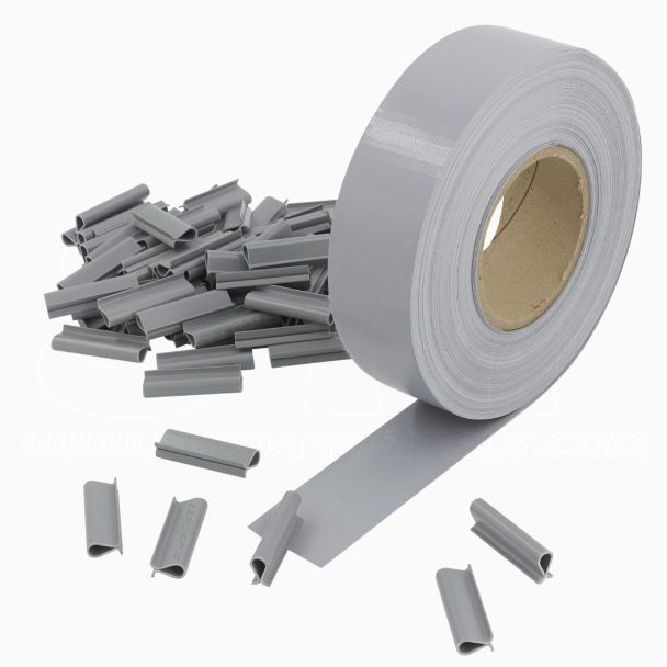 Fascia frangivista in PVC 4.6cm x 50mt Grigio +100clips  rete recinzione oscurante privacy giardino UV resistant