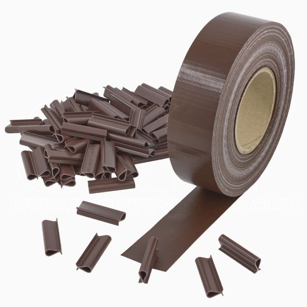 Fascia frangivista in PVC 4.6cm x 50mt Marrone +100clips  rete recinzione oscurante privacy giardino UV resistant
